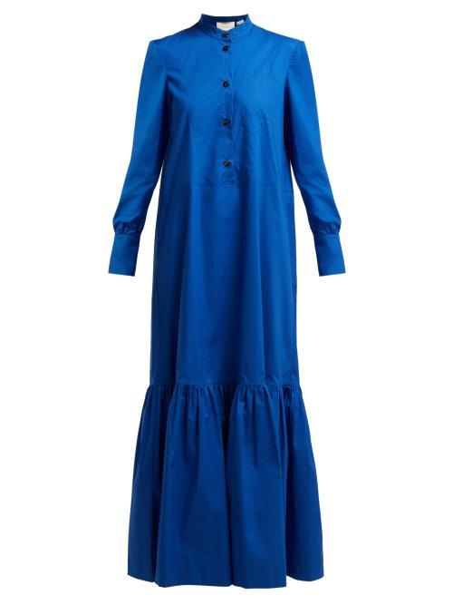 Matchesfashion.com La Doublej - Cotton Maxi Shirtdress - Womens - Blue