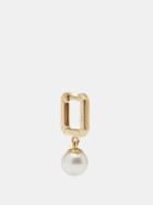 Era - Mini Link Pearl & 18kt Gold Single Hoop Earring - Womens - Gold Multi