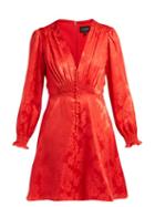 Matchesfashion.com Saloni - Eve Floral Jacquard Silk Dress - Womens - Red