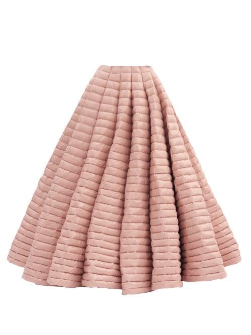 Matchesfashion.com 1 Moncler Pierpaolo Piccioli - Pleated Lacquered Down-filled Maxi Skirt - Womens - Light Pink
