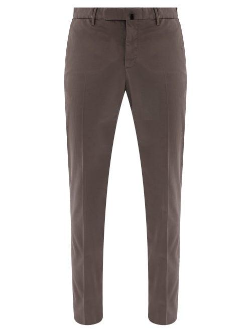 Matchesfashion.com Incotex - Tailored Stretch-cotton Twill Chinos - Mens - Grey