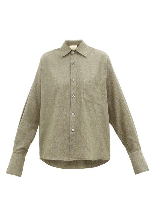 Matchesfashion.com Marrakshi Life - French-cuff Cotton-blend Jersey Shirt - Womens - Dark Green