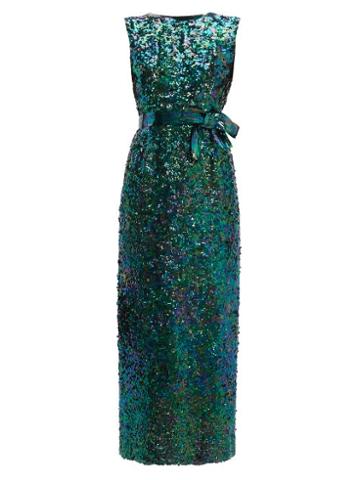 Matchesfashion.com William Vintage - Norman Norell 1965 Mermaid Sequinned Gown - Womens - Green