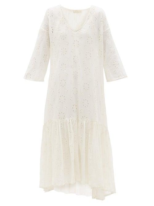 Matchesfashion.com Mes Demoiselles - Brodeuse Broderie-anglaise Cotton Dress - Womens - Ivory