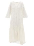 Matchesfashion.com Mes Demoiselles - Brodeuse Broderie-anglaise Cotton Dress - Womens - Ivory