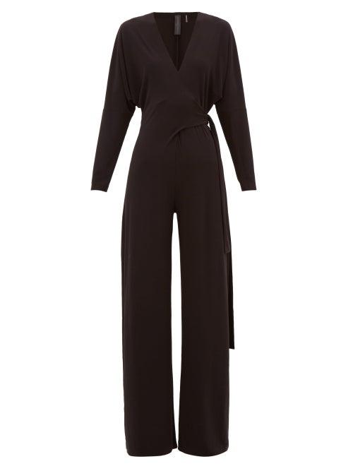 Matchesfashion.com Norma Kamali - Wrap-front Jersey Jumpsuit - Womens - Black