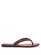 Ladies Shoes Gianvito Rossi - Tropea Braided Leather Flip Flops - Womens - Brown