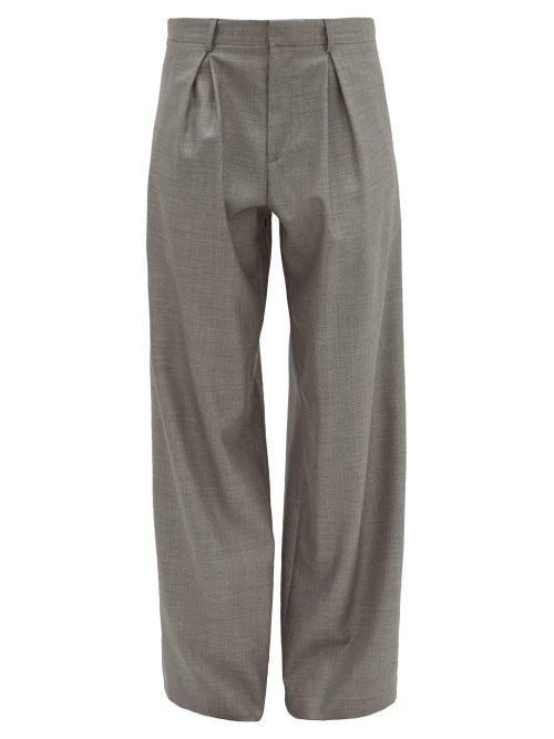 Matchesfashion.com Raey - Wide Leg Wool Blend Trousers - Womens - Grey