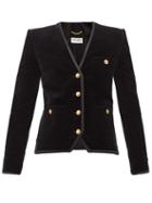 Matchesfashion.com Saint Laurent - Single-breasted Cotton-velvet Jacket - Womens - Black