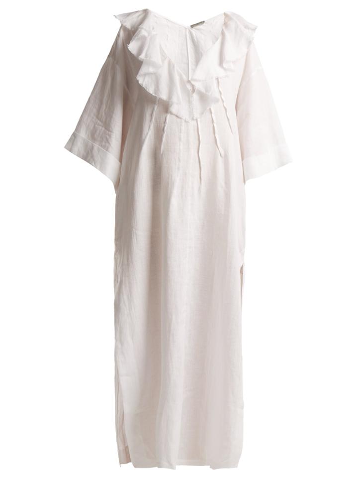 Three Graces London Inez Ruffled Linen Kaftan