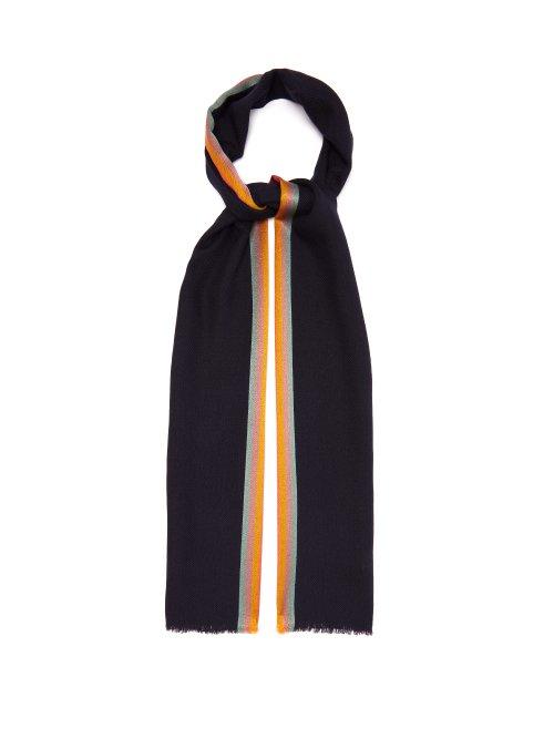Matchesfashion.com Paul Smith - Artist Stripe Wool Blend Scarf - Mens - Navy