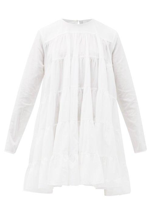 Ladies Beachwear Merlette - Soliman Tiered Cotton Mini Dress - Womens - White