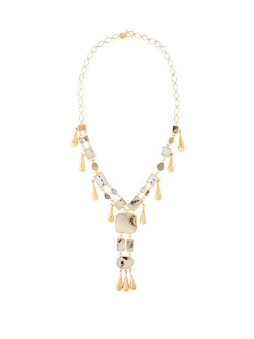 Matchesfashion.com Pippa Small Turquoise Mountain - Tamadun Agate 18kt Gold Plated Necklace - Womens - Grey
