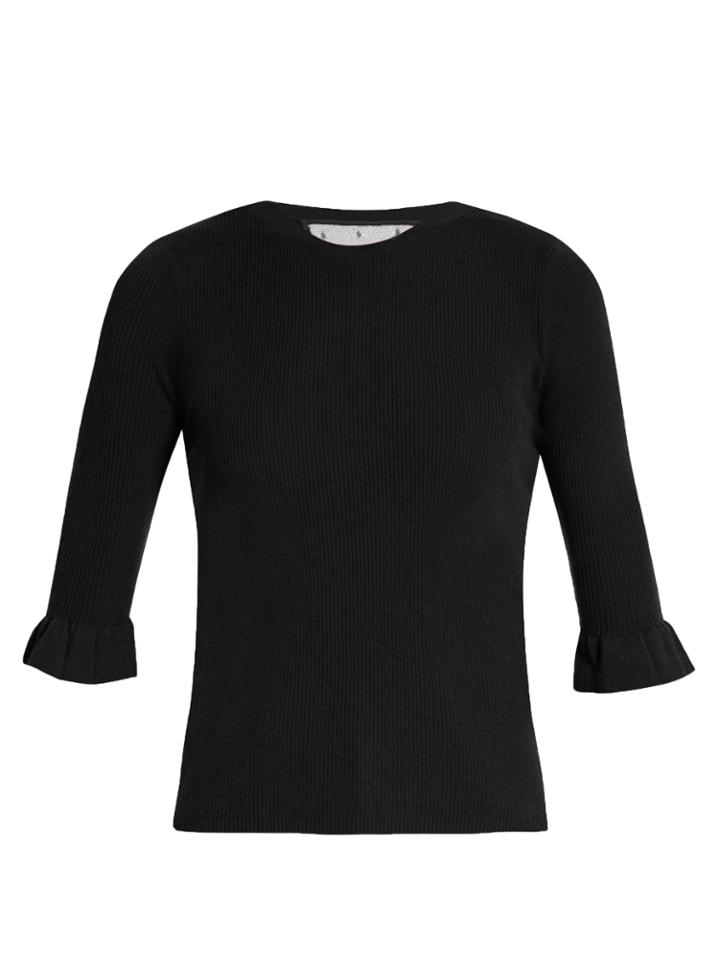 Redvalentino Fluted-cuff Cashmere And Silk-blend Top