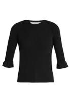 Redvalentino Fluted-cuff Cashmere And Silk-blend Top