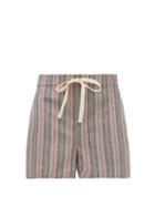 Matchesfashion.com Jil Sander - Drawstring Striped Wool-blend Shorts - Womens - Grey Stripe