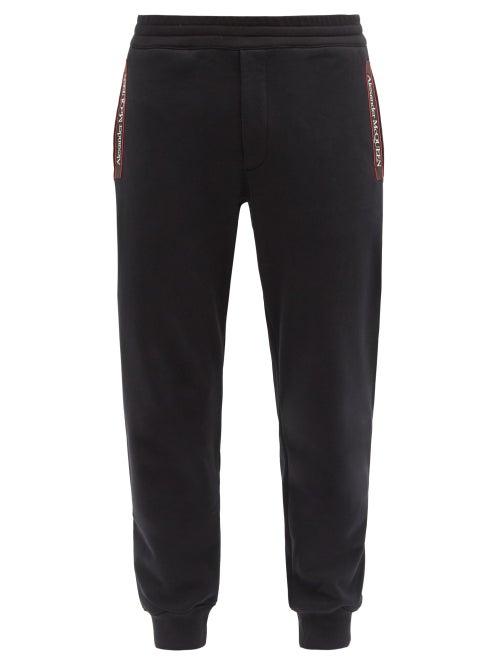 Matchesfashion.com Alexander Mcqueen - Logo-jacquard Cotton-jersey Track Pants - Mens - Black
