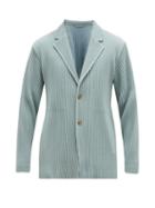 Matchesfashion.com Homme Pliss Issey Miyake - Single Breasted Pleated Blazer - Mens - Light Blue