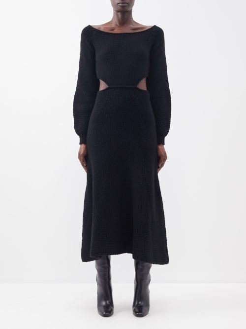 Chlo - Cutout-panel Wool And Cashmere-blend Dress - Womens - Black