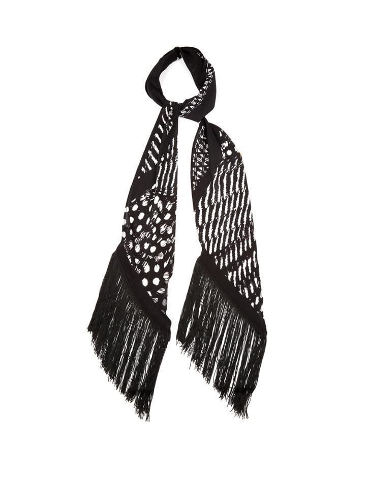 Rockins Guinea-print Fringed Classic-skinny Scarf