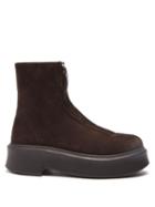 The Row - Zip-front Suede Ankle Boots - Womens - Brown