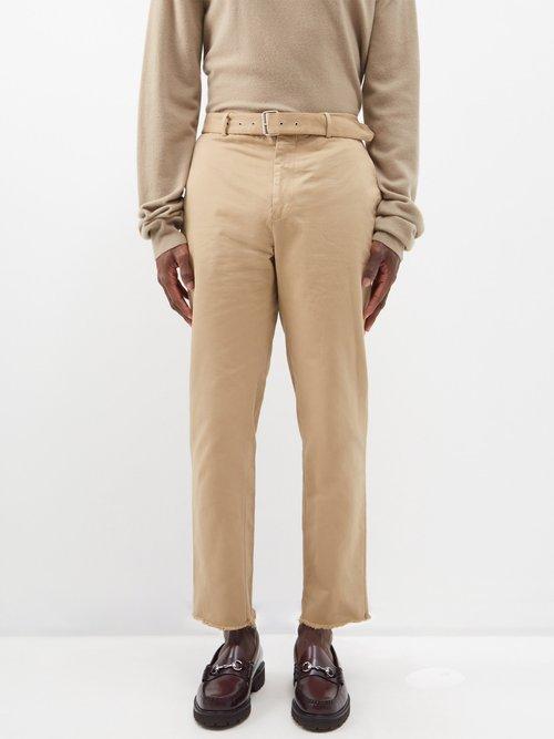 Officine Gnrale - Owen Garment-dyed Organic Cotton-blend Trousers - Mens - Beige