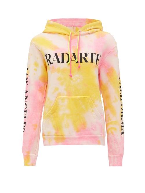 Matchesfashion.com Rodarte - Logo-print Tie-dye Cotton-blend Hooded Sweatshirt - Womens - Orange Multi