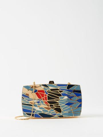 13bc - The Dive Enamelled Metal Clutch Bag - Womens - Gold Multi