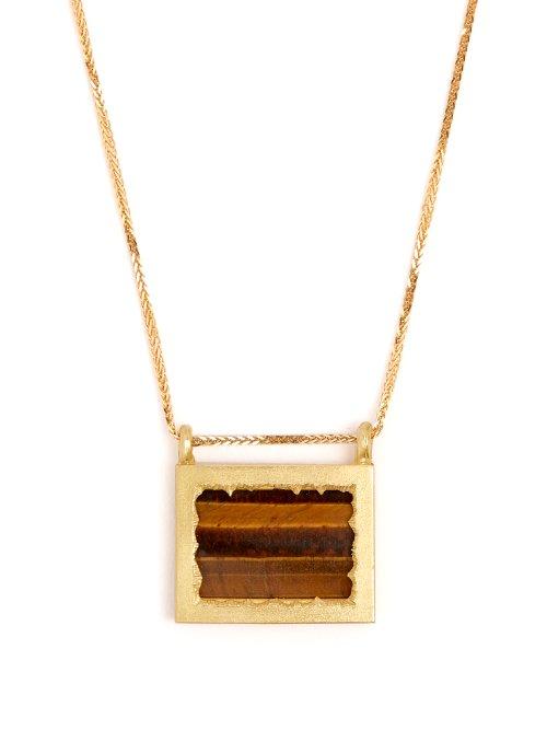 Matchesfashion.com Orit Elhanati - Palermo Tiger Eye & 18kt Gold Necklace - Womens - Brown
