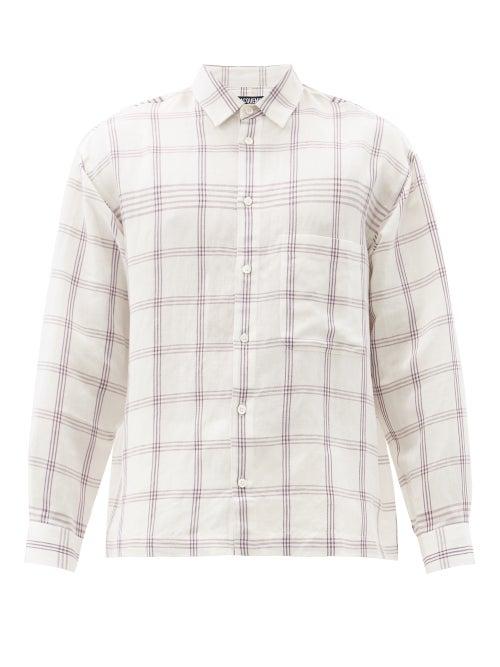 Matchesfashion.com Jacquemus - Baou Check Linen-blend Shirt - Mens - White