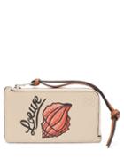 Matchesfashion.com Loewe Paula's Ibiza - Shell-print Zip Leather Cardholder - Womens - Cream Multi