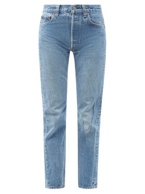 Matchesfashion.com Another Tomorrow - Vintage Levi's 501 Washed Cropped Jeans - Womens - Dark Denim