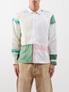 Bode - Embroidered Patchwork-napkin Linen-blend Shirt - Mens - Multi