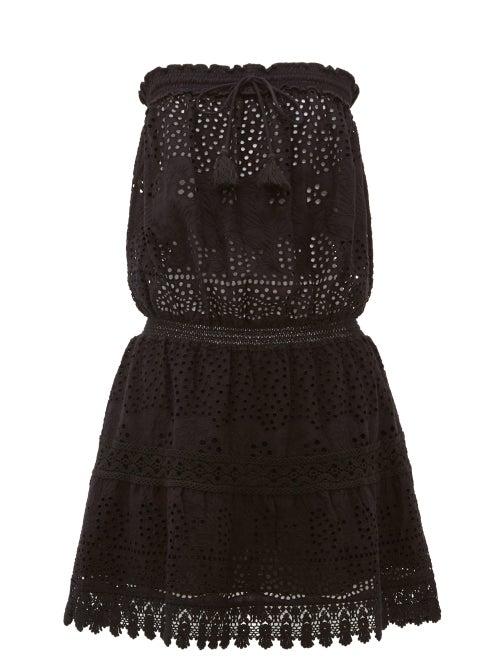 Matchesfashion.com Melissa Odabash - Iris Bandeau Crocheted Cotton Poplin Dress - Womens - Black