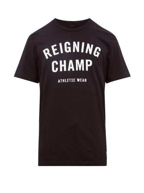Matchesfashion.com Reigning Champ - Logo Print Cotton Jersey T Shirt - Mens - Black