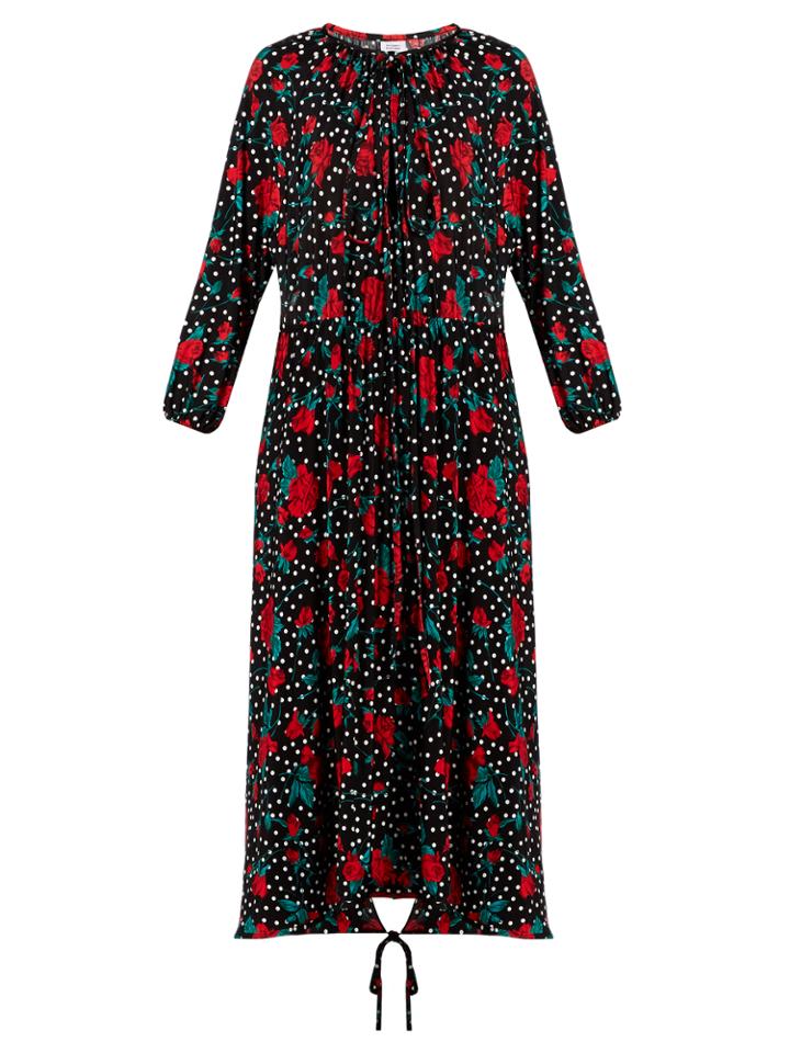 Vetements Rose And Polka-dot Print Jersey Dress
