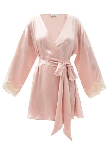 Ladies Lingerie La Perla - Maison Short Lace-trim Silk-blend Satin Robe - Womens - Light Pink