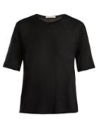 Matchesfashion.com Frances De Lourdes - Martin Round Neck Cashmere And Silk Blend T Shirt - Womens - Black