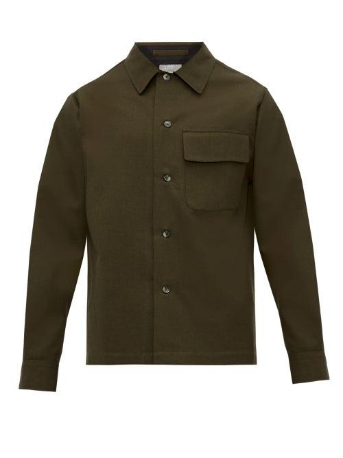Matchesfashion.com Margaret Howell - Patch Pocket Brushed Wool Blend Twill Shirt - Mens - Khaki