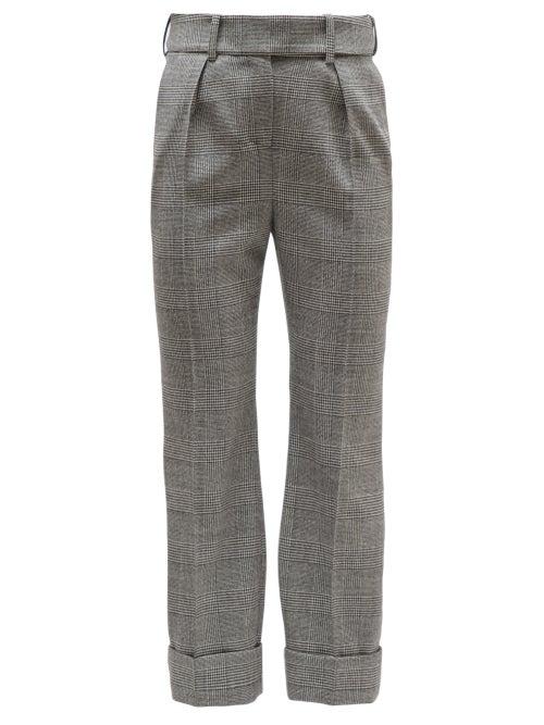 Matchesfashion.com Alexandre Vauthier - Prince Of Wales Check Wool High Rise Trousers - Womens - Grey Multi