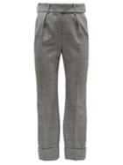 Matchesfashion.com Alexandre Vauthier - Prince Of Wales Check Wool High Rise Trousers - Womens - Grey Multi