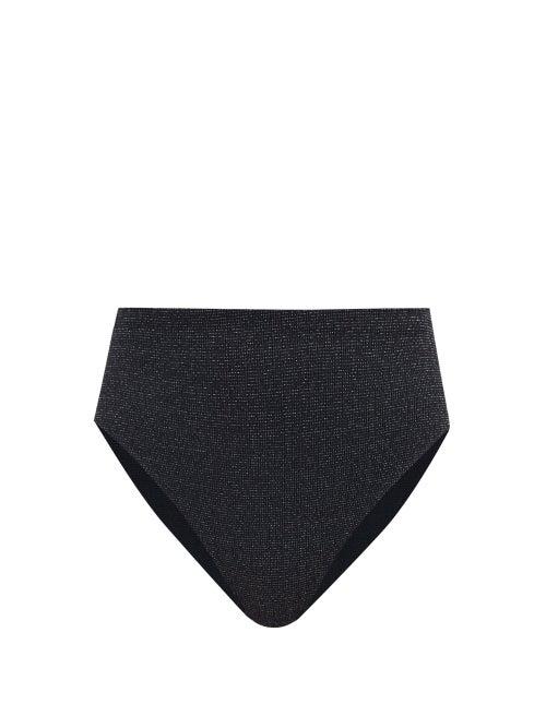 Matchesfashion.com Sara Cristina - 90s High-rise Metallic Bikini Briefs - Womens - Black