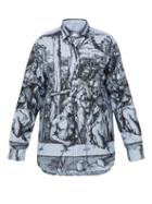 Matchesfashion.com Jw Anderson - Albrecht Drer Print Striped Cotton Shirt - Mens - Blue