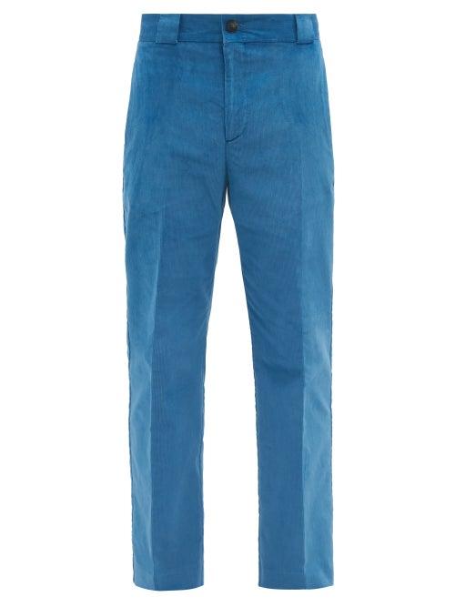 Erdem - Benedict Cotton-blend Corduroy Slim-leg Trousers - Mens - Light Blue