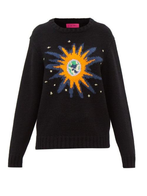 The Elder Statesman - World Is Safe Sun-jacquard Sweater - Womens - Black