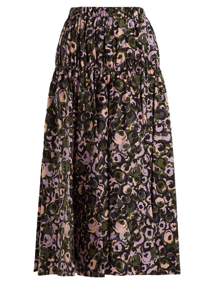 Marni Floral-print Cotton Midi Skirt
