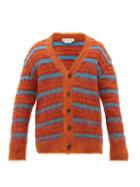 Matchesfashion.com Marni - Striped Mohair Blend Cardigan - Mens - Orange Multi