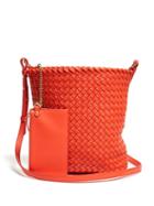 Matchesfashion.com Bottega Veneta - Intrecciato Leather Cross Body Bucket Bag - Womens - Red