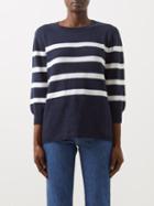 A.p.c. - Lizzie Breton-stripe Cotton-blend Sweater - Womens - Navy White
