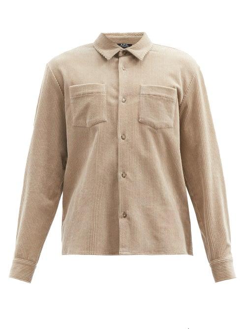 A.p.c. - Joe Patch Pocket Corduroy Shirt - Mens - Beige